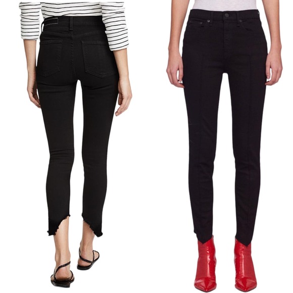 RAG & BONE Jeans High Rise Ankle Skinny Black Manson Designer Denim Raw Hem 28 - Picture 2 of 10